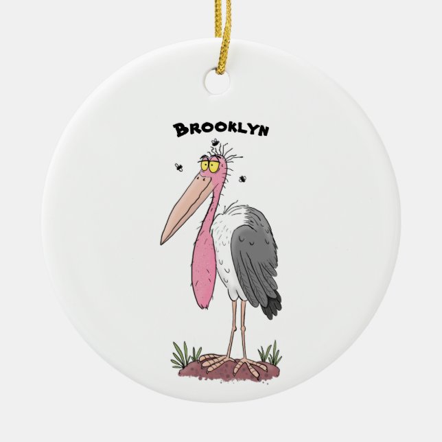 Funny marabou stork cartoon ceramic ornament (Front)