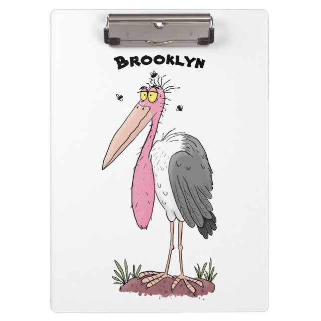 Funny marabou stork cartoon clipboard (Front)