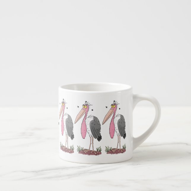 Funny marabou stork cartoon espresso cup (Right)