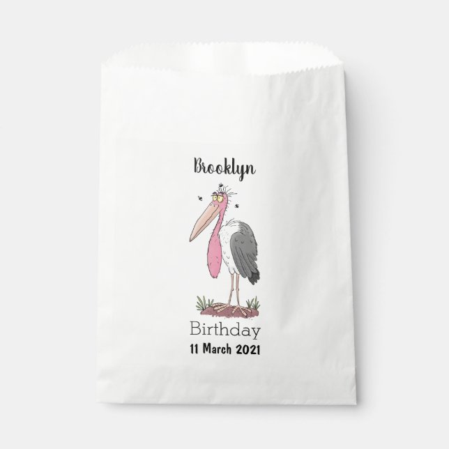 Funny marabou stork cartoon favour bag (Front)