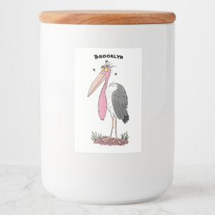 Funny marabou stork cartoon food label