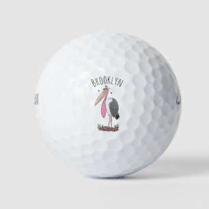 Funny marabou stork cartoon golf balls