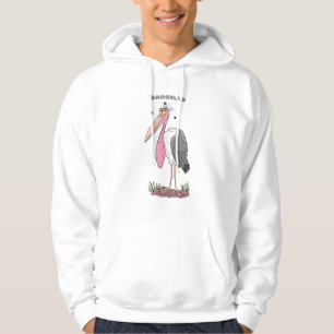 Funny marabou stork cartoon hoodie