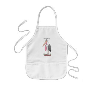 Funny marabou stork cartoon kids apron