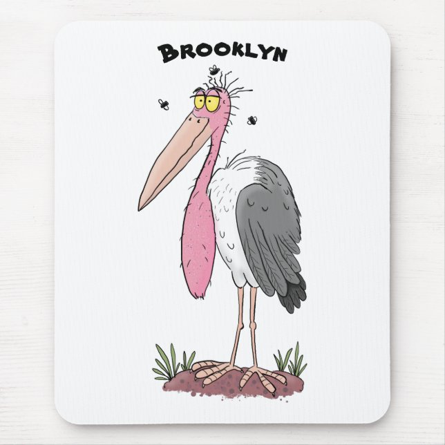 Funny marabou stork cartoon mouse pad (Front)