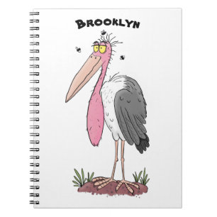 Funny marabou stork cartoon notebook