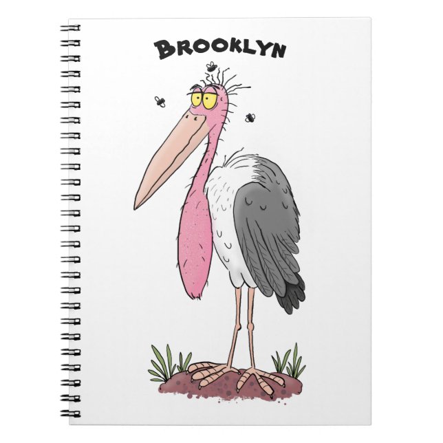 Funny marabou stork cartoon notebook (Front)