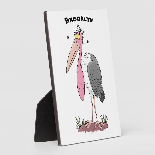 Funny marabou stork cartoon plaque (Side)