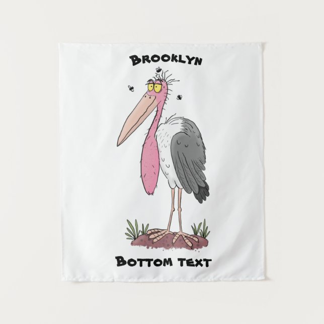 Funny marabou stork cartoon tapestry (Front)
