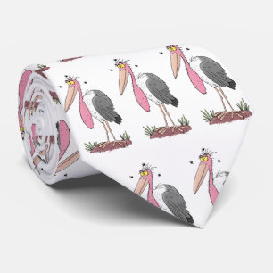 Funny marabou stork cartoon tie