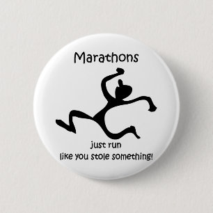 Funny marathon 6 cm round badge
