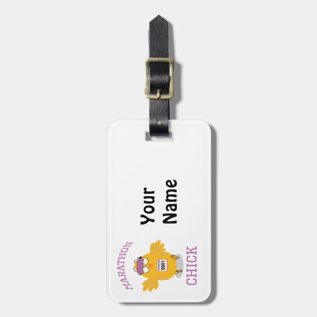 Funny Marathon Chick Luggage Tag (Front Vertical)