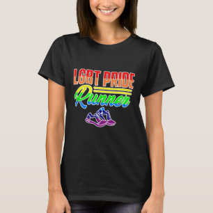 Funny marathon lesbian rainbow LGBT gay running  I T-Shirt