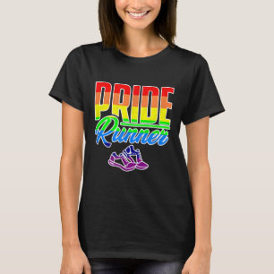 Funny marathon lesbian rainbow LGBT gay running T-Shirt