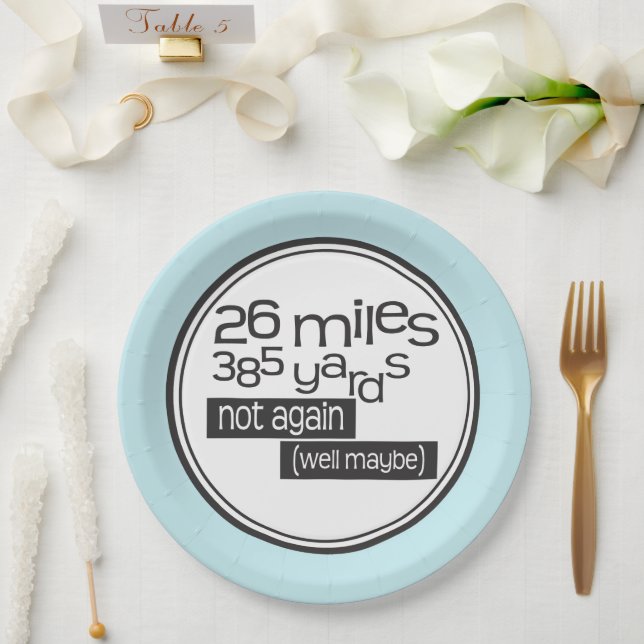 Funny Marathon Runner 26 miles 385 yards Paper Plate (Wedding)