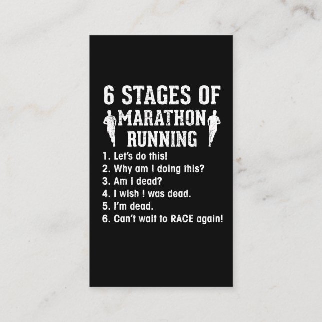 Funny Marathon Runner Quote Athlete Running Business Card (Front)