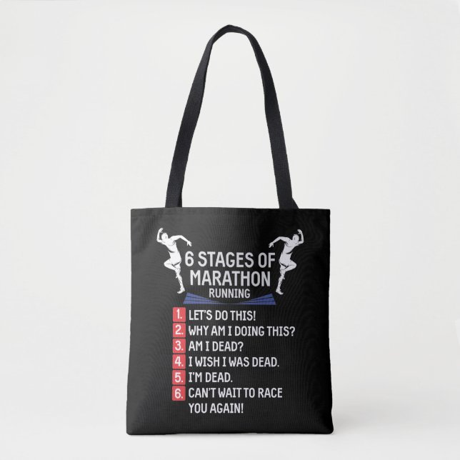 Funny Marathon Running Humor Runner Marathoner Tote Bag (Front)