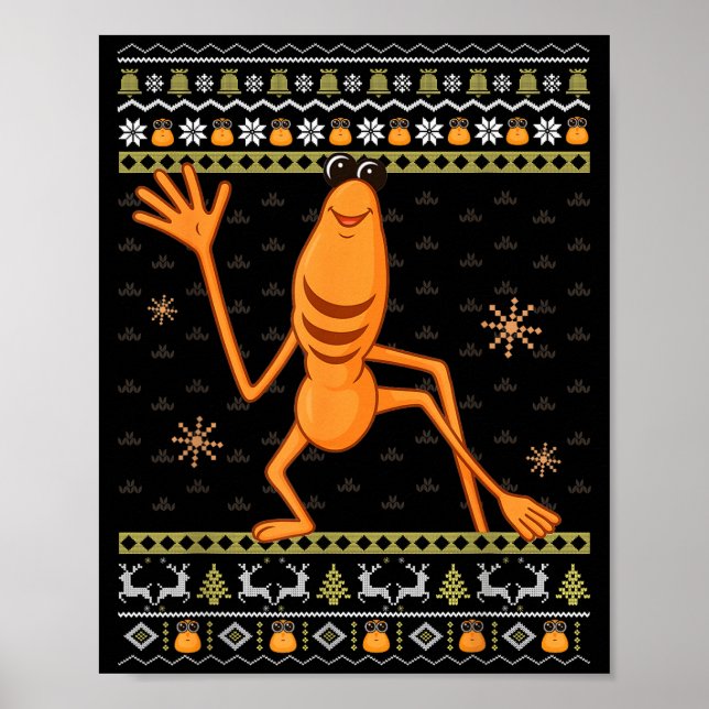 Funny Marcus The Worm Ugly Christmas Sweaters Robe Poster (Front)