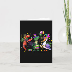 Funny Mardi Gras 2026 Crocodile Crawfish Pelican N Card