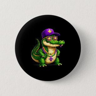 Funny Mardi Gras Alligator Beads Carnival Celebrat 6 Cm Round Badge