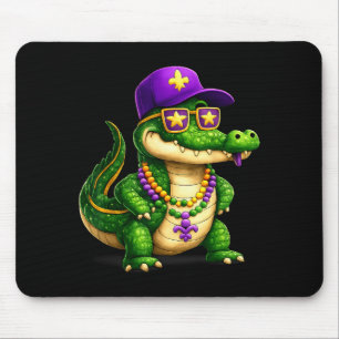 Funny Mardi Gras Alligator Beads Carnival Celebrat Mouse Pad