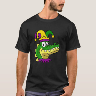 Funny Mardi Gras Alligator Head Jester Louisiana C T-Shirt