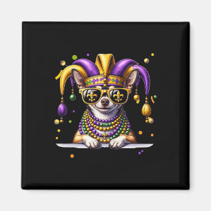 Funny Mardi Gras Bead Chihuahua Dog Festival Carni Magnet