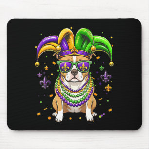 Funny mardi gras bead pitbull dog festival carniva mouse pad