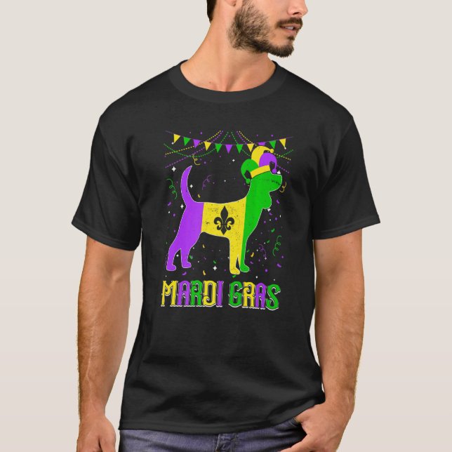 Funny Mardi Gras Beagle Dog Dad Mom Mardi Gras Pre T-Shirt (Front)