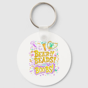 Funny Mardi Gras Beer Beads Breast New Orleans  Key Ring
