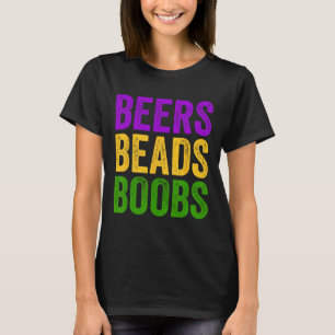 Funny Mardi Gras Beers Beads Breast Tee New Orlean