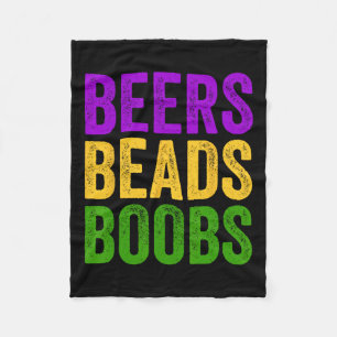 Funny Mardi Gras Beers Beads Breast Tee New Orlean Fleece Blanket