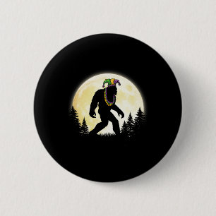 Funny Mardi Gras Bigfoot Kids Men Sasquatch Jester 6 Cm Round Badge