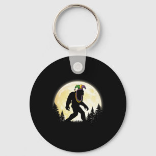 Funny Mardi Gras Bigfoot Kids Men Sasquatch Jester Key Ring