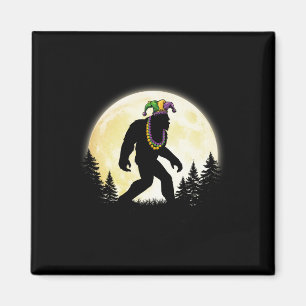 Funny Mardi Gras Bigfoot Kids Men Sasquatch Jester Magnet