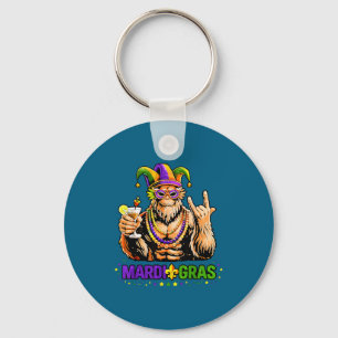 Funny Mardi Gras Bigfoot Sasquatch Design Key Ring