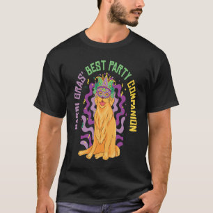 Funny Mardi Gras Carnival Golden Retriever Party T-Shirt