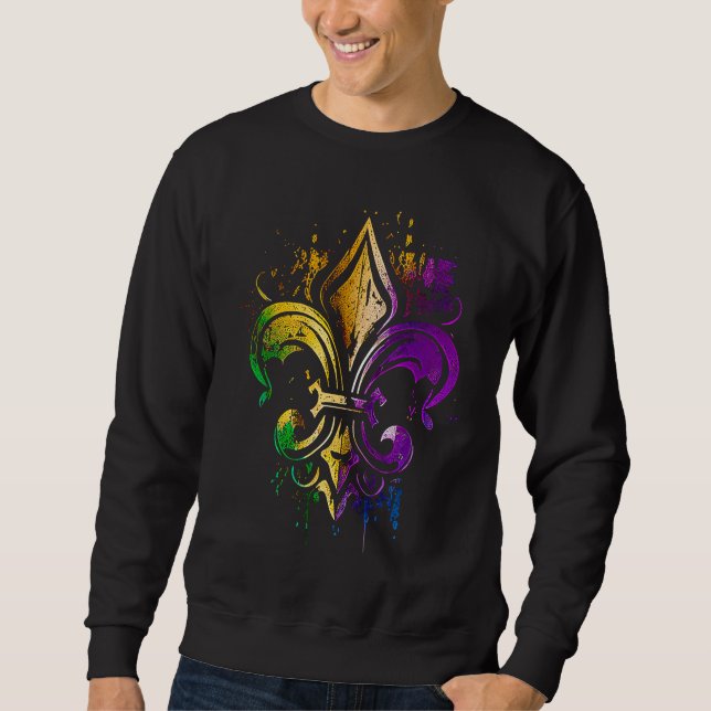 Funny Mardi Gras Carnival parade with beads party  Sweatshirt (Front)