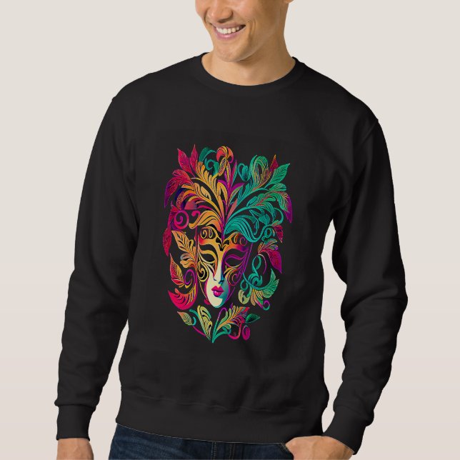 Funny Mardi Gras Carnival parade with beads party  Sweatshirt (Front)