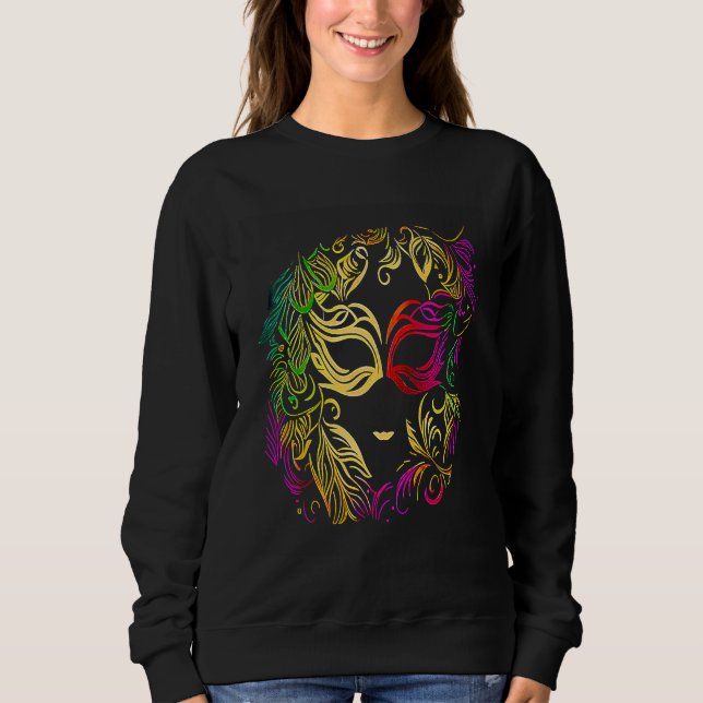 Funny Mardi Gras Carnival parade with beads party  Sweatshirt (Front)