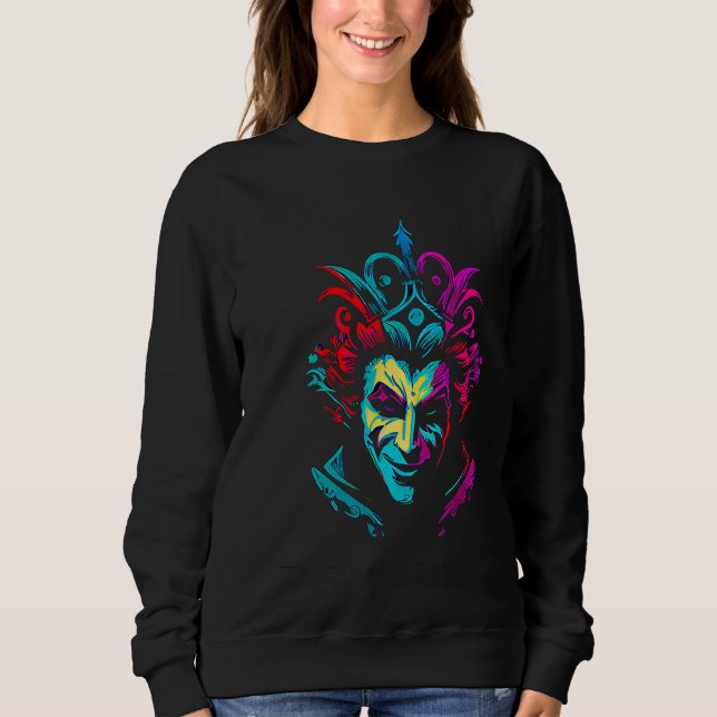Funny Mardi Gras Carnival parade with beads party  Sweatshirt (Front)