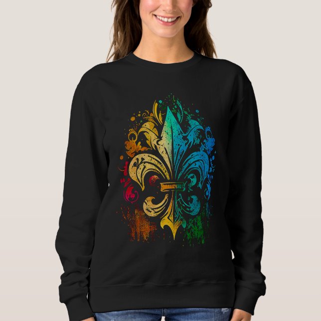 Funny Mardi Gras Carnival parade with beads party  Sweatshirt (Front)
