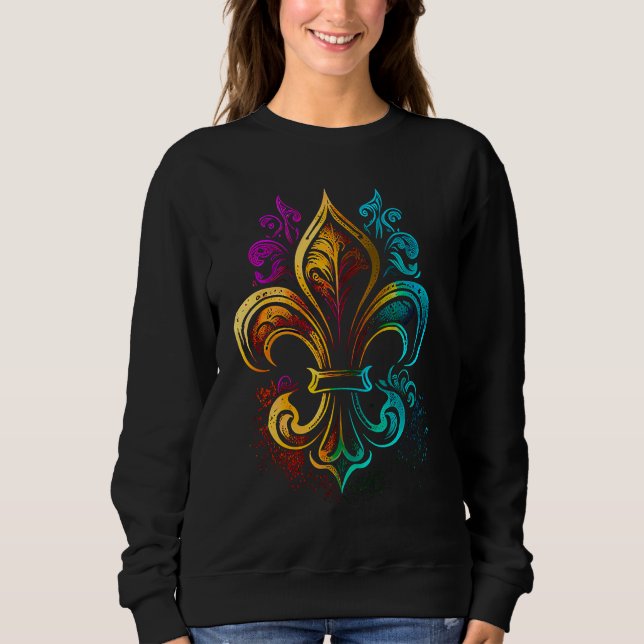 Funny Mardi Gras Carnival parade with beads party  Sweatshirt (Front)