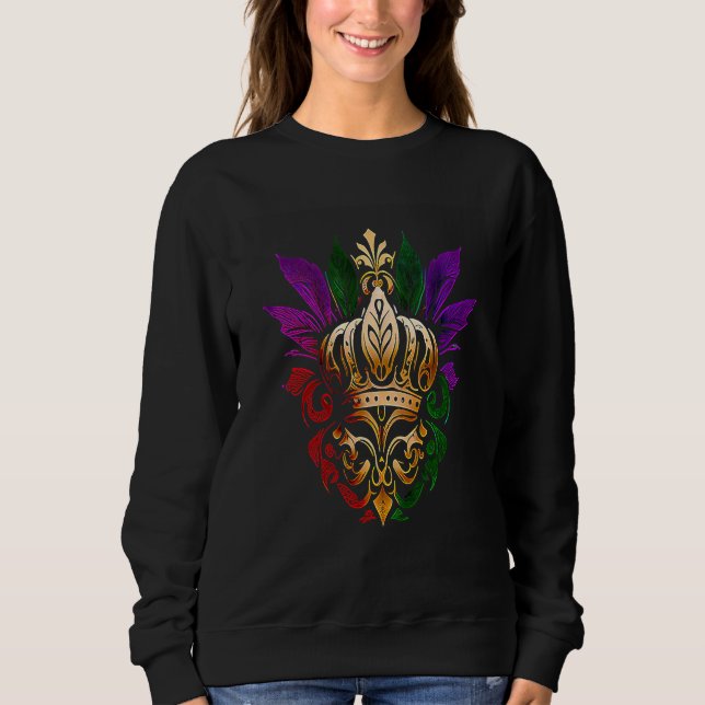 Funny Mardi Gras Carnival parade with beads party  Sweatshirt (Front)