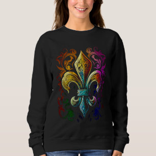 Funny Mardi Gras Carnival parade with beads party  Sweatshirt