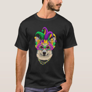 Funny Mardi Gras Corgi Dog Mardi Gras Beads Party T-Shirt
