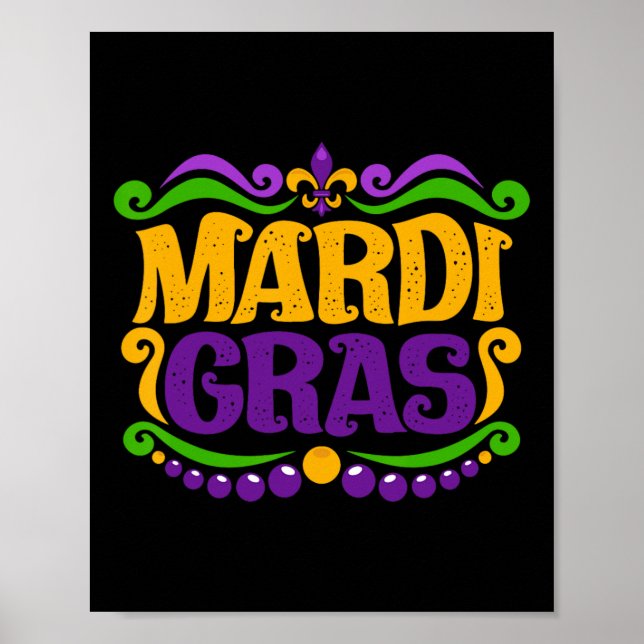 Funny Mardi Gras Costume Mask On Festival Mardi Gr Poster (Front)