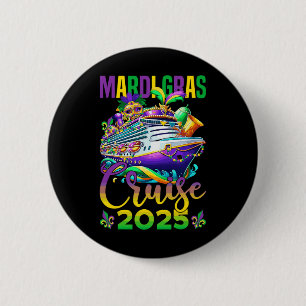 Funny Mardi Gras Cruise 2025 Mask Beads Fat Tuesda 6 Cm Round Badge