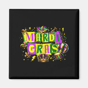 Funny Mardi Gras Disco Ball Carnival Season Men Wo Magnet
