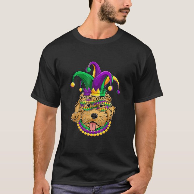 Funny Mardi Gras Dog Apparel Golden Doodle Dog Mum T-Shirt (Front)